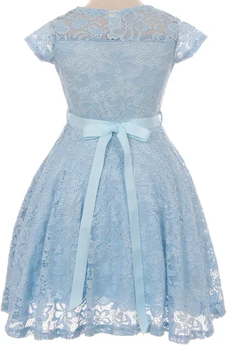 Miniatura 18 de Little Girl - Vestido de niña con manga de encaje y cinturón de piedras