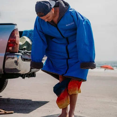 Miniatura 5 de Malo'o Parka de Surf con Forro Sherpa para Adultos Bata de Cambio, Parka de Natación Impermeable y Resistente al Viento, Bata Seca con Capucha