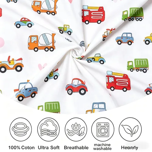 Miniatura 3 de IBraFashion Paquete de 2 fundas de almohada de algodón antideslizantes de 14 x 19 pulgadas para niños pequeños, diseño de vehículo de construcción