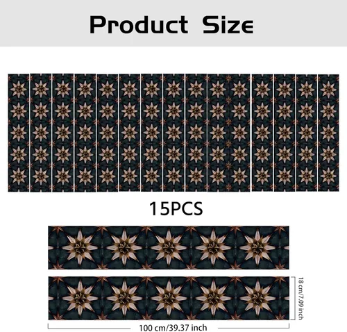 Miniatura 4 de PLIGREAT - 15 tiras de adhesivos vintage para escaleras, calcomanías de estrella boho para peldaños, autoadhesivas, vinilo retro, murales
