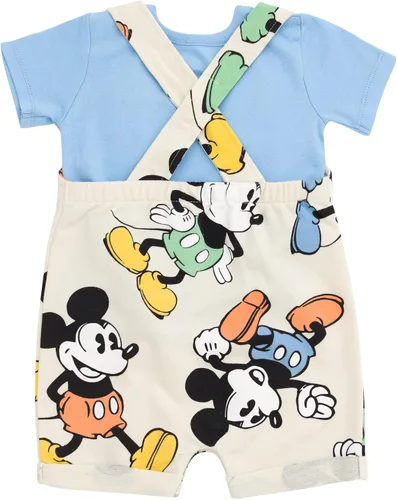 Miniatura 31 de Disney Conjunto de 3 piezas de overoles cortos de rizo francés para bebé, camiseta y sombrero, tallas de recién nacido a bebé (0-24 meses)