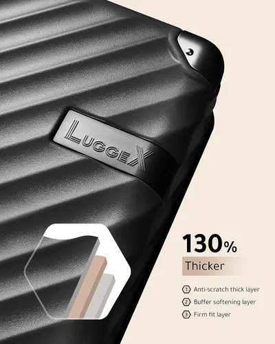Miniatura 3 de LUGGEX Equipaje de mano 22 x 14 x 9 aprobado por aerolíneas - Maleta rígida expandible 100% policarbonato con ruedas giratorias, Pistola, Todo
