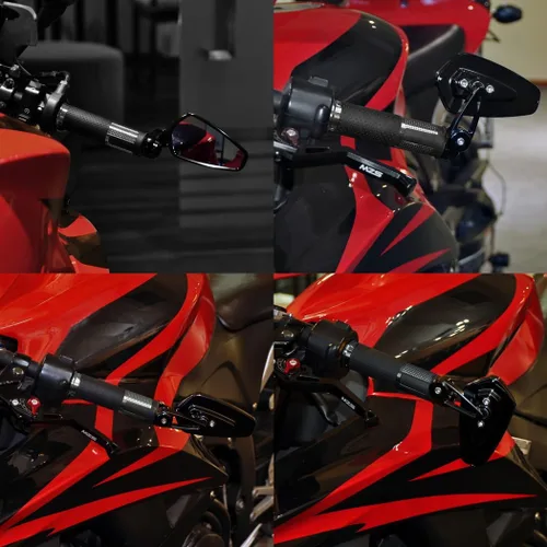 Miniatura 7 de Espejos de extremo de manillar MZS para motocicleta, vista trasera, espejo lateral negro 7/8 compatible con GROM MSX125 CB500F Z125 Z750 Z900 MT-03