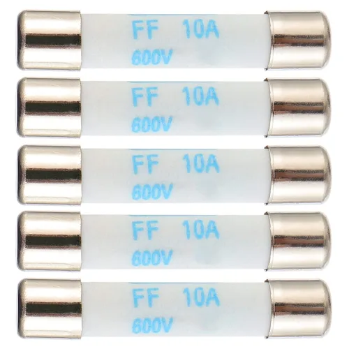 BOJACK Fusible multímetro digital 10A 600V DC de acción rápida latón niquelado cerámica 0.248x1.260 in FF10A (paquete de 5)