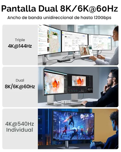 Miniatura 3 de Silkland Cable USB 4 en ángulo recto de 80 Gbps para cable Thunderbolt 5 de 4 pies, ancho de banda de 120 Gbps para 16 K/Dual 8K, 240 W, cable