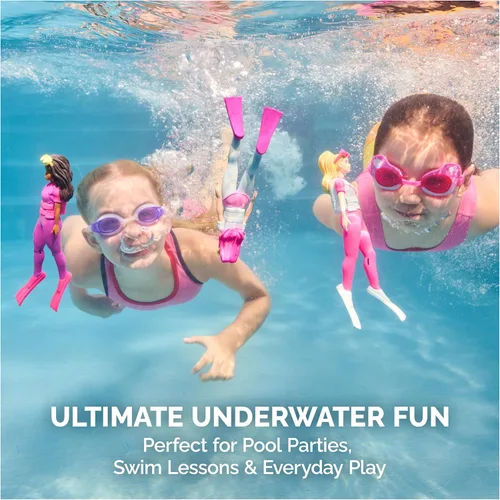 Miniatura 6 de SwimWays Barbie Personajes de Buceo Paquete de 3, Accesorios de Piscina y Juguetes de Piscina para Niños, Suministros para Fiestas en la Piscina