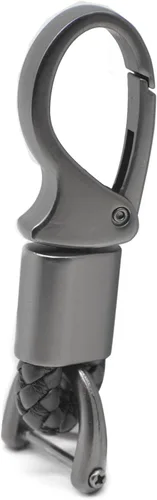 Miniatura 6 de Llavero de cuero para automóvil con anillo en D para hombres y mujeres, 1 paquete negro, giratorio de 360 grados, con destornillador