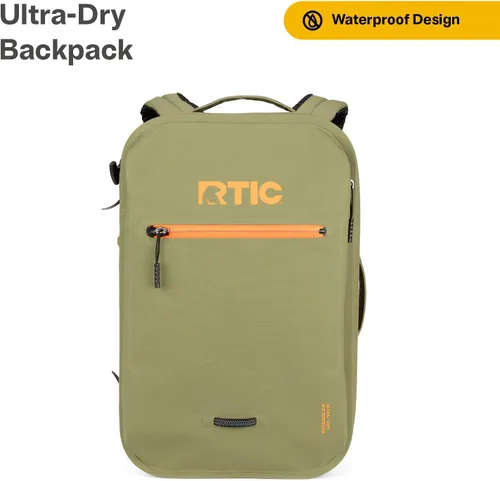 Miniatura 2 de RTIC Mochila ultra seca, bolsas impermeables al aire libre para senderismo, viajes, camping, canotaje, mochilero, 26L Oliva y Naranja