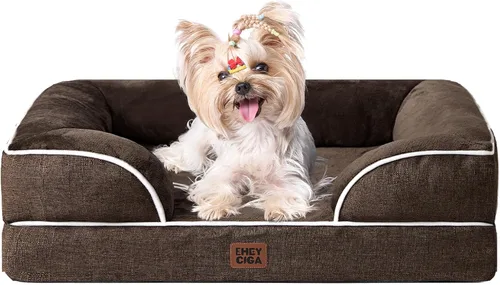 Miniatura 50 de EHEYCIGA - Cama ortopédica para perro grande, impermeable, de espuma viscoelástica y espuma tipo caja de huevos, bordes elevados, antideslizante