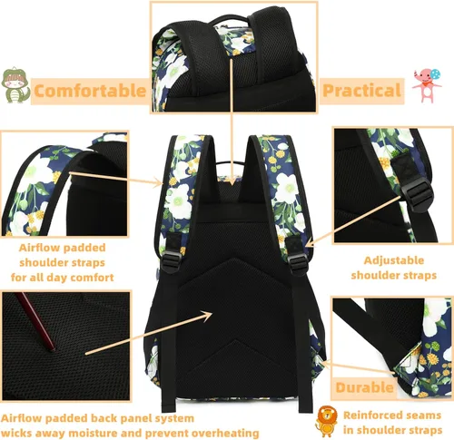 Miniatura 5 de Leaper - Mochila de viaje impermeable con diseño floral, bolso, bolso de viaje para niñas.