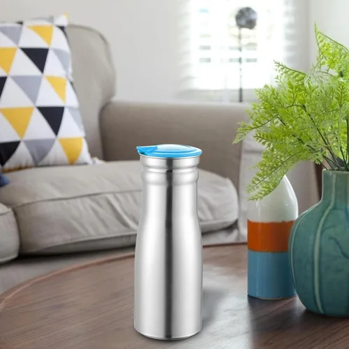 Miniatura 3 de Jarra de agua de acero inoxidable de 1 litro con tapa aislada, jarra de café térmica de acero inoxidable de doble pared al vacío, termo para café