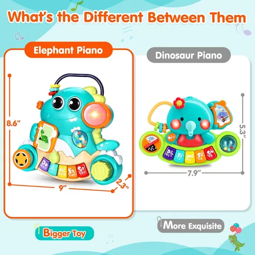 Miniatura 8 de WITALENT Juguetes para bebés de 6 a 12 meses, piano de dinosaurio, música, juguetes iluminados para niños de 1 año, juguetes infantiles para 7, 8