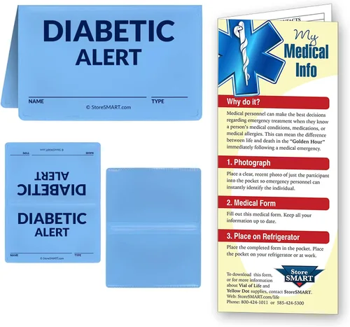 StoreSMART - Vial of Life - Cartera plegable para diabéticos - Soporte de información médica de emergencia para identificación - Paquete de 5 -