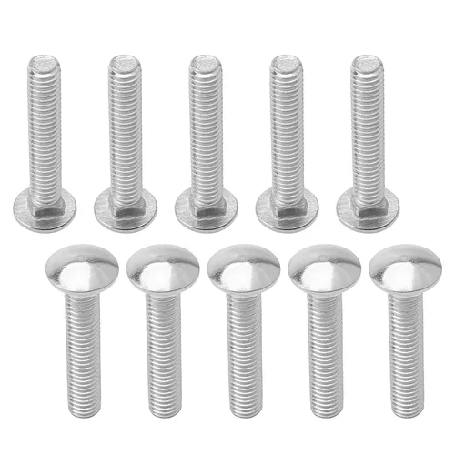 Miniatura 13 de MroMax 50 pernos de carro M6x12mm cabeza media redonda cuello cuadrado pernos sujetadores de acero inoxidable 304 cuello carro perno tono plateado