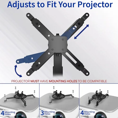 Miniatura 3 de VIVO Soporte de montaje para proyector de techo de pared ajustable universal, proyección de longitud extensible, negro, MOUNT-VP06B
