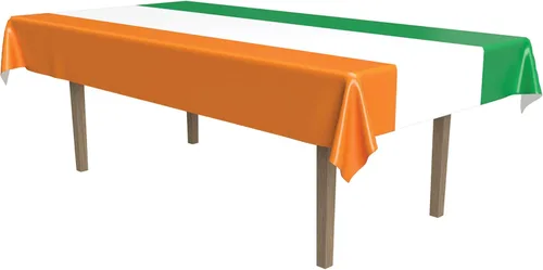 Miniatura 8 de Beistle Mantel irlandés, 54 x 108 pulgadas, 2 piezas, mantel de plástico, mantel rectangular, a rayas, día de San Patricio, decoraciones del día