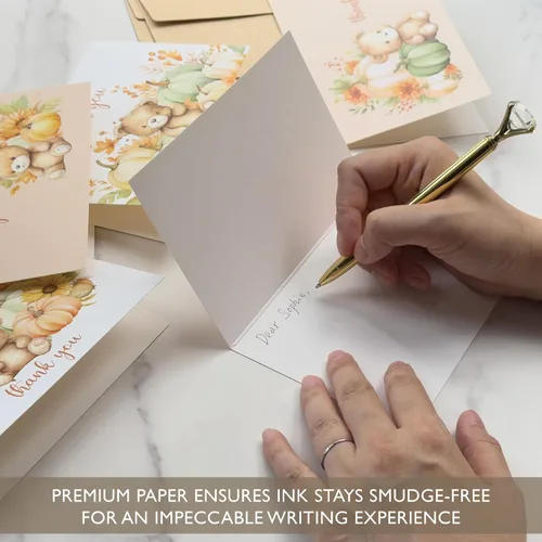 Miniatura 4 de Gooji Tarjetas de agradecimiento de calabaza de 4 x 6 pulgadas con sobres, tarjetas de agradecimiento para baby shower de otoño para niña