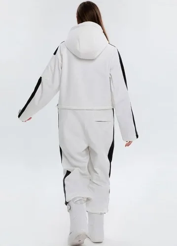 Miniatura 5 de ALSOGO Traje de esquí de una pieza para mujer, overol impermeable con aislamiento para nieve, con cinturón desmontable para deportes de nieve