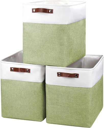 Miniatura 33 de Bagnizer 13x13 Cajas de almacenamiento cúbicas, caja de almacenamiento plegable de tela, paquete de 4 cestas de armario con asas para organizar