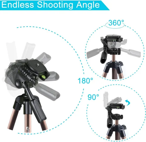 Miniatura 3 de Endurax Trípode de 60'' para Cámara Canon Nikon DSLR, Trípode para Teléfono con Cámara con Soporte Universal, Bolsa de Transporte, Carga Máx. 6.6