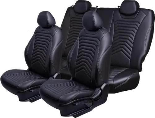 Miniatura 17 de Lord AutoFashion - Fundas de asiento para Toyota Tacoma 2016-2023 Turin Diamond de ajuste personalizado, impermeables, de cuero ecológico, diseño