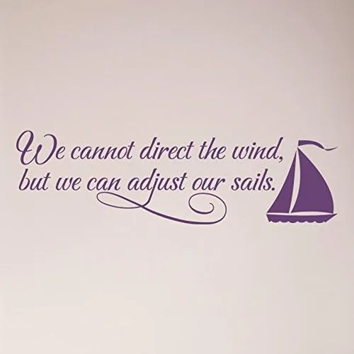 Miniatura 4 de 36"x12" We Cannot Direct The Wind, But We Can Adjust Our Sails. Adhesivo de pared con texto en inglés "We Cannot Direct The Wind, But We Can Adjust