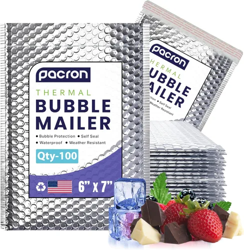Paquete de 100 sobres térmicos aislados de burbujas plateadas de 6 x 7 pulgadas, sobres acolchados autosellantes de papel metálico impermeables para