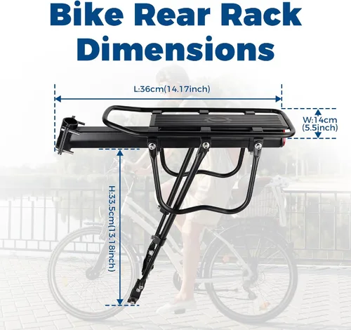 Miniatura 2 de MEGHNA Bike Rear Rack Large Capacity Stable Bike Rear Cargo Detachable Universal Fit for Most Bikes Easy to Install with Reflector for Mountain Bike