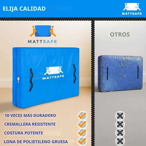 Miniatura 5 de Bolsa de colchón con 8 asas para mudanza y almacenamiento, tamaño matrimonial, funda reutilizable con cierre de cremallera fuerte, protección
