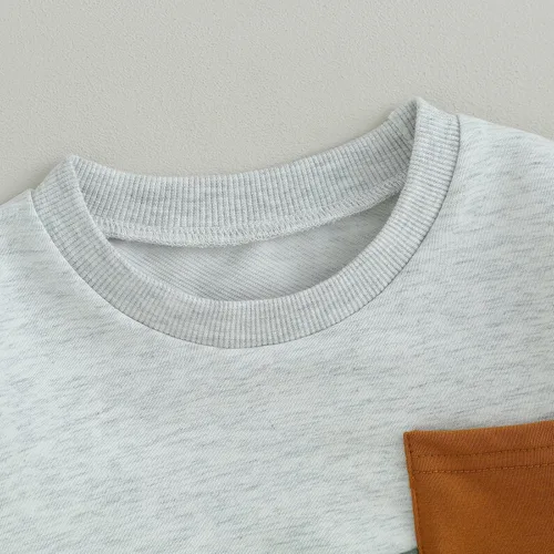 Miniatura 96 de Conjunto de ropa de otoño e invierno para bebé niño pequeño, sudadera de manga larga con colores contrastantes, pantalones elásticos para recién