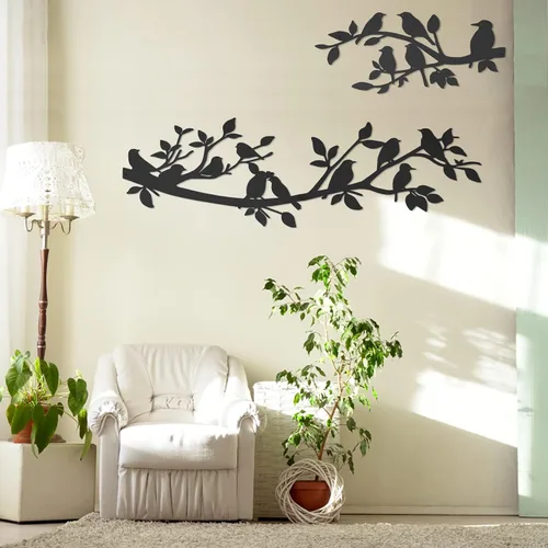 Miniatura 6 de VeyFolzin.st 3 piezas de colibrí en la rama de árbol decoración de pared de metal, pájaros en la rama, gran cartel negro para colgar en la pared