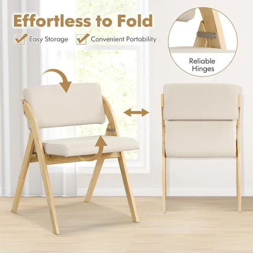 Miniatura 5 de GOFLAME Juego de 2 sillas de comedor plegables, sillas de cocina tapizadas con asiento y respaldo acolchados, sillas laterales modernas con patas