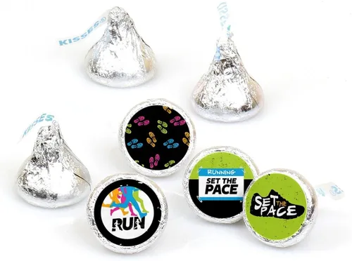 Big Dot of Happiness Establece el ritmo – Correr – Pista, Cross Country o Marathon Party – Etiquetas para caramelos de chocolate (1 hoja de 108)