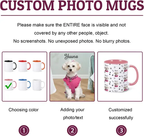 Miniatura 5 de Taza personalizada para perro, divertida taza de café con nombre de foto de mascota, taza de cara de perro de 11 onzas, taza personalizada