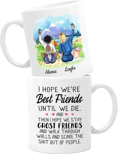 Miniatura 19 de Taza de café blanca de 2 mejores amigos, 11 onzas, 15 onzas, taza de amistad personalizada para mujeres, mejor amiga, mejor amiga, hermana, hermana