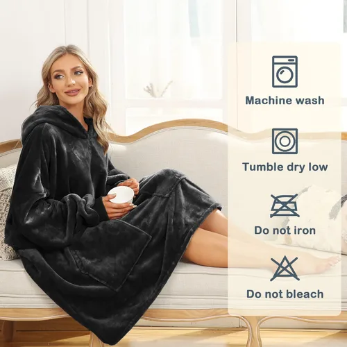 Miniatura 5 de Kipswiza Blanket Hoodie - Wearable Blankets Oversized Cozy Flannel Sweatshirt Blanket as Gifts for Adult Women Men
