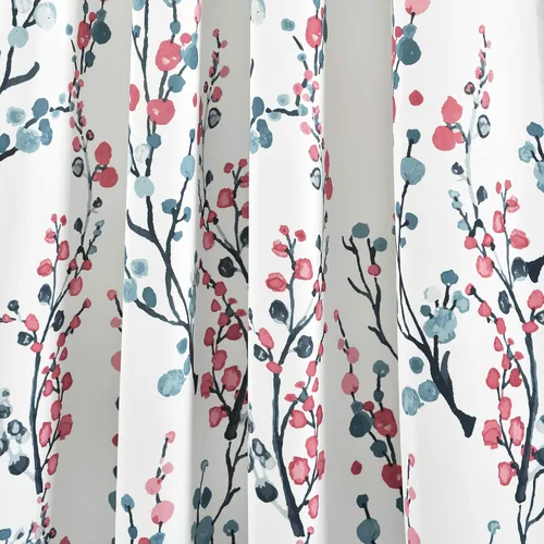 Miniatura 2 de Lush Decor Mirabelle - Par de paneles de cortinas para ventana con filtro de luz floral, 84 pulgadas de largo x 52 pulgadas de ancho, azul y coral