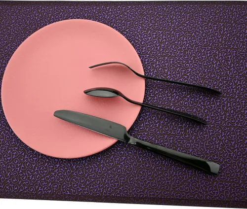 Miniatura 7 de Juego de cubiertos de mango grueso de 24 piezas, acero inoxidable 18/10 negro antiguo con cuchillo para carne, juego de cubiertos pulidos de espejo