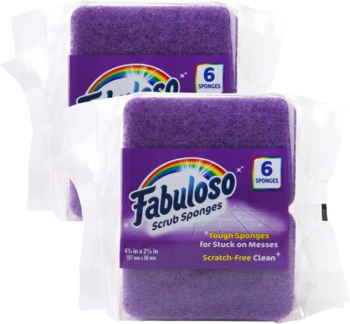 Miniatura 12 de Esponjas Fabuloso, Púrpura - Limpiador sin arañazos para platos y superficies - Esponja para lavar platos para una experiencia de limpieza audaz
