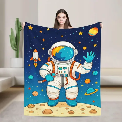 Miniatura 8 de Manta de Astronauta Manta de Astronauta Acogedora y Cálida Hombre del Espacio Manta de Vellón Suave Esponjosa de Felpa Manta Ligera Suave Decoración
