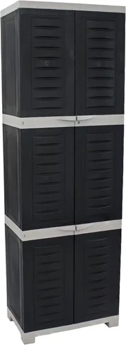 Sunnydaze - Armario de almacenamiento con cerradura, armario de almacenamiento para interiores o garaje con 4 estantes ajustables, 72 pulgadas de