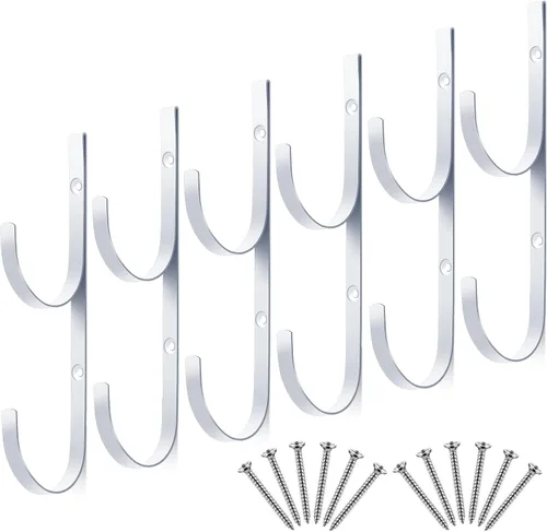 Miniatura 9 de 6 piezas de gancho para poste de piscina, soportes de metal para natación, gancho de piscina con 12 tornillos para postes telescópicos, skimmers