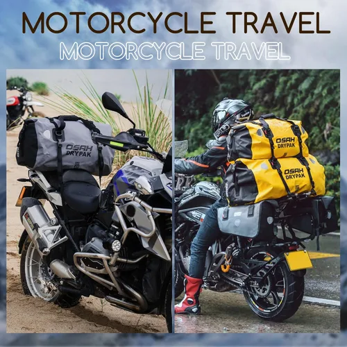 Miniatura 8 de OSAH DRYPAK Bolsa de lona impermeable – Bolsa seca para motocicleta con gran espacio de almacenamiento, bolsas de equipaje impermeables con bolsillo