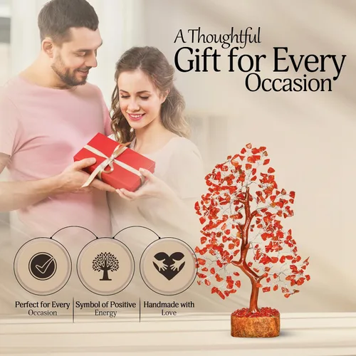 Miniatura 7 de YATSKIA Árbol de la vida de cristal de jaspe rojo, cristales y piedras, decoración de oficina en casa, accesorios de escritorio, árbol bonsái