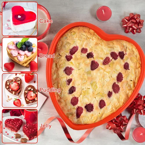 Miniatura 3 de Molde de silicona para pastel de 3 piezas, 5, 8, 10 pulgadas, molde antiadherente para pastel de queso, molde reutilizable de silicona de grado rojo