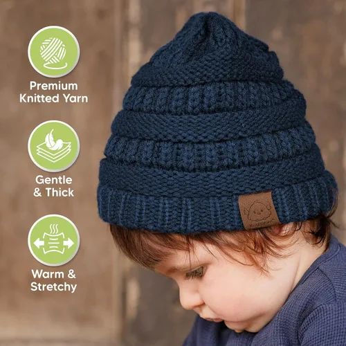 Miniatura 4 de Paquete de 3 gorros de bebé, sombreros para recién nacido, sombreros para bebé, sombreros para niña, gorro para recién nacido, gorro de invierno