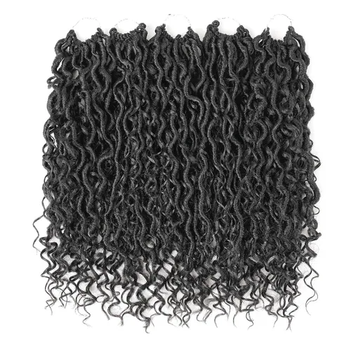 Miniatura 7 de Pelo corto bohemio de ganchillo Goddess Locs de 14 pulgadas, 5 paquetes de rastas de pelo sintético rizado para mujeres negras, suave