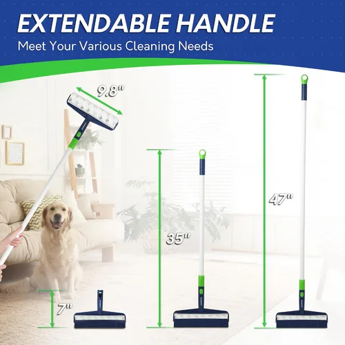 Miniatura 7 de BOOMJOY Rodillos grandes de pelusa para piso, rodillo de pelusa extra ancho de 9.8 pulgadas con 360 hojas en total, removedor de pelo de mascotas