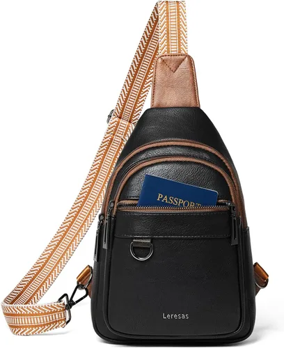 Miniatura 12 de Leresas Bolso bandolera de 7L para mujeres y hombres, de cuero vegano, bolsos cruzados, riñonera, monedero, mochila sobre el hombro, bolsa antirrobo