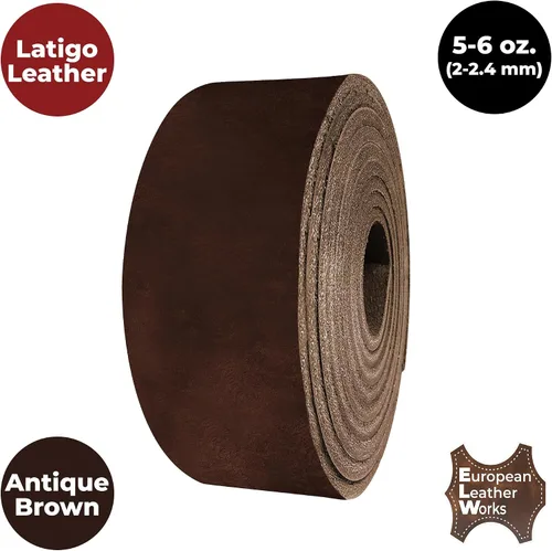 Miniatura 5 de ELW 5-6 oz (0.079-0.094 in) Latigo - Correas de cuero para cinturón, tamaño: 0.5 x 50 pulgadas (0.5 x 50.0 in), marrón antiguo, cuero de vaca